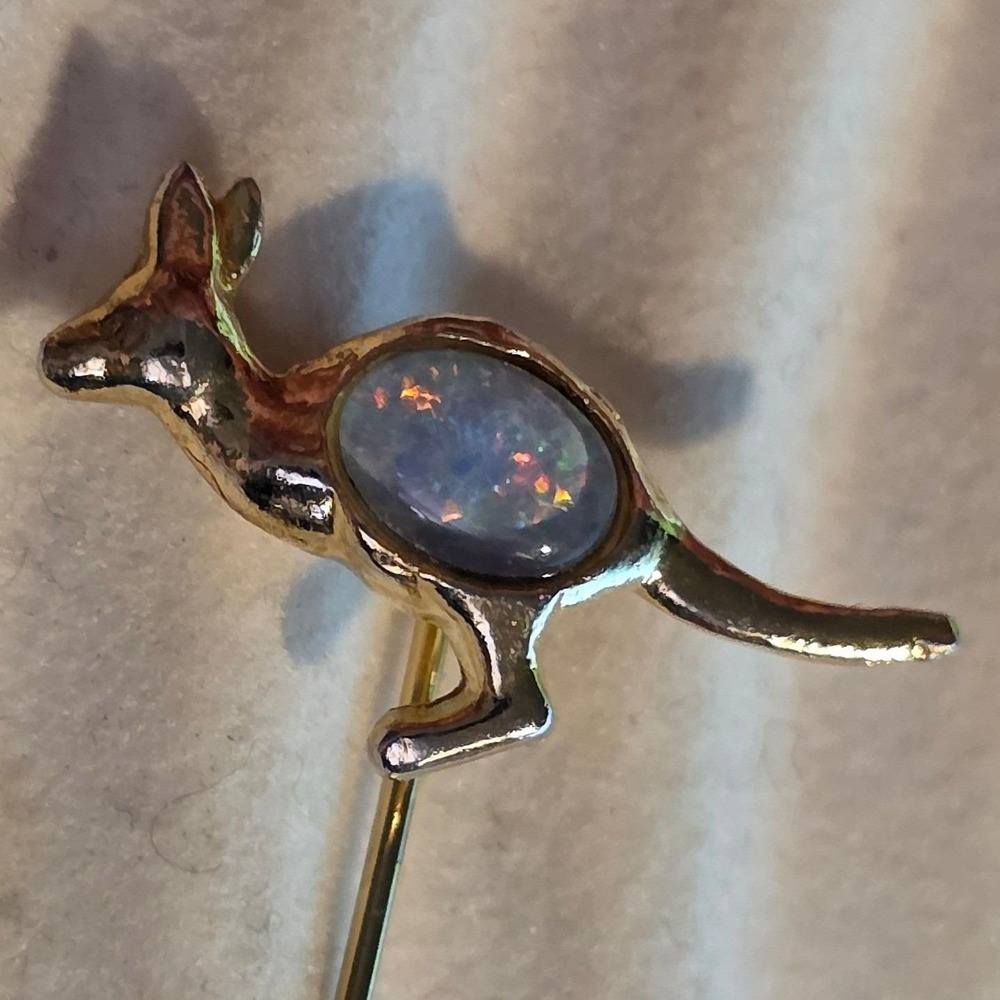 Vintage Australian Opal Kangaroo Pin | Gold Tone‎ Brooch Souvenir 3g - Picture 4 of 6